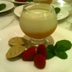Passion fruit gelee topped with a sweet basil cream